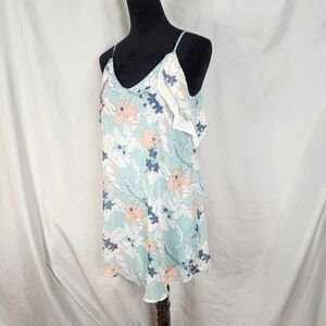 SIENNA SKY Size XS Floral Cold Shoulder Flutter Slv‎ Spaghetti Strap Lined Dress